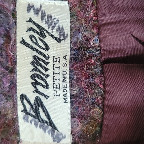 Bromley Boucle Scarf Trench Coat Union Made Wool Shades of Purple Womans XL - Picture 4 of 13